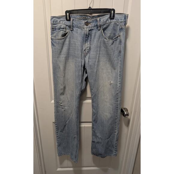 American Eagle Jeans 36x32 Mens Low Rise Boot Cut Distressed - Picture 1 of 7